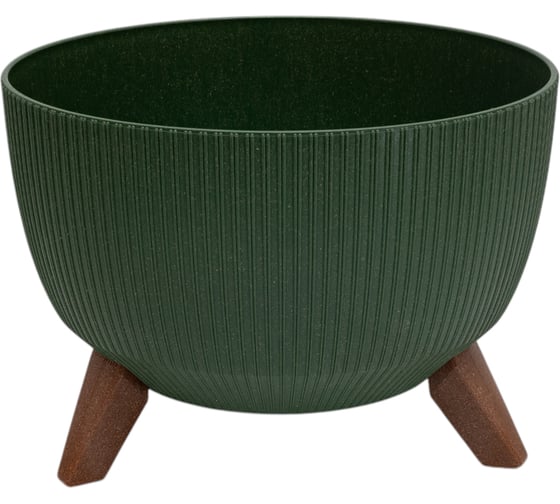 Кашпо на ножках LAMELA Sp.z o. 964 ROMA ECO wood Jumper диам. 33 см, высота 22 см, 12.4 л, зеленое 065019 1