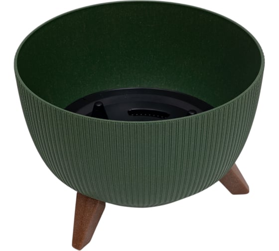 Кашпо на ножках LAMELA Sp.z o. 964 ROMA ECO wood Jumper диам. 33 см, высота 22 см, 12.4 л, зеленое 065019