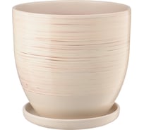 Керамический горшок с подставкой Вещицы Волна 4.7 л, диаметр 210 мм, высота 200 мм, бежевый BH-87-3
