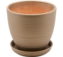 Керамический горшок с подставкой Вещицы 2.4 л, диаметр 175 мм, высота 160 мм, бронзовый, матовый BH-06-2