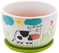 Керамический горшок с подставкой Вещицы Корова 1.05 л, диаметр 143 мм, высота 103 мм BH-11-4