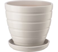 Керамический горшок с подставкой Вещицы 2.4 л, диаметр 175 мм, высота 165 мм, серый BH-39-2