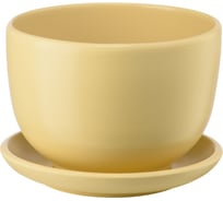 Керамический горшок с подставкой Вещицы Бутон 0.5 л, диаметр 130 мм, высота 90 мм, бежевый BH-45-8