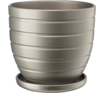 Керамический горшок с подставкой Вещицы 4.7 л, диаметр 210 мм, высота 200 мм, антрацитовый BH-40-3