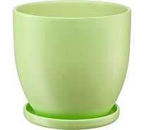 Керамический горшок с подставкой Вещицы Бутон 4.7 л, диаметр 213 мм, высота 200 мм, нежно-салатовый BH-30-3