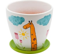 Керамический горшок с подставкой Вещицы Жираф 1.4 л, диаметр 147 мм, высота 135 мм BH-09-1