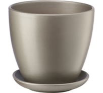 Керамический горшок с подставкой Вещицы Бутон 1.4 л, диаметр 135 мм, высота 130 мм, темно-серый BH-46-1