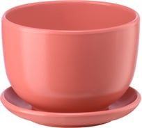 Керамический горшок с подставкой Вещицы Бутон 0.5 л, диаметр 130 мм, высота 90 мм, розовый антик BH-42-8