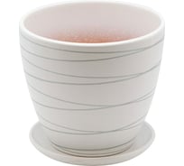 Керамический горшок с подставкой Вещицы 1.4 л, диаметр 145 мм, высота 130 мм, белый BH-04-1