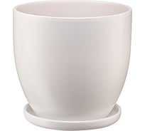 Керамический горшок с подставкой Вещицы Бутон 4.7 л, диаметр 216 мм, высота 195 мм, молочно-белый BH-35-3