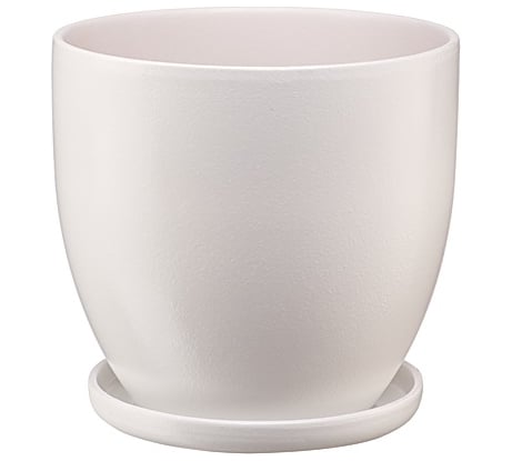 Керамический горшок с подставкой Вещицы Бутон 4.7 л, диаметр 216 мм, высота 195 мм, молочно-белый BH-35-3