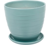 Керамический горшок с подставкой Вещицы Рельеф 1.4 л, диаметр 135 мм, высота 130 мм, нежно-голубой BH-102-1