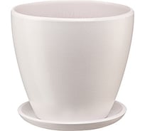Керамический горшок с подставкой Вещицы Бутон 1.4 л, диаметр 135 мм, высота 130 мм, молочно-белый BH-35-1