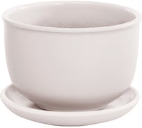Керамический горшок с подставкой Вещицы Бутон 0.5 л, диаметр 132 мм, высота 90 мм, молочно-белый BH-35-8