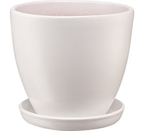 Керамический горшок с подставкой Вещицы Бутон 2.4 л, диаметр 175 мм, высота 155 мм, молочно-белый BH-35-2