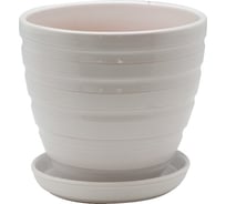 Керамический горшок с подставкой Вещицы 2.4 л, диаметр 175 мм, высота 165 мм, белый BH-20-2