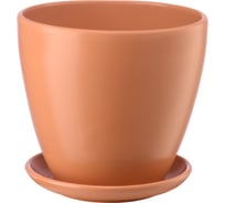 Керамический горшок с подставкой Вещицы Бутон 2.4 л, диаметр 175 мм, высота 158 мм, персиковый BH-43-2
