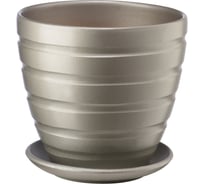 Керамический горшок с подставкой Вещицы 2.4 л, диаметр 175 мм, высота 165 мм, антрацитовый BH-40-2