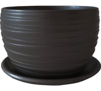 Керамический горшок Рельеф с подставкой 0,5 л., Д115 Ш115 В105, черный Вещицы BH-101-4