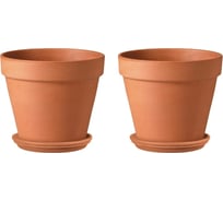 Набор горшков для цветов Deroma vaso 15 см, 2 шт., с поддоном 13 см 2/01150PZ/87131