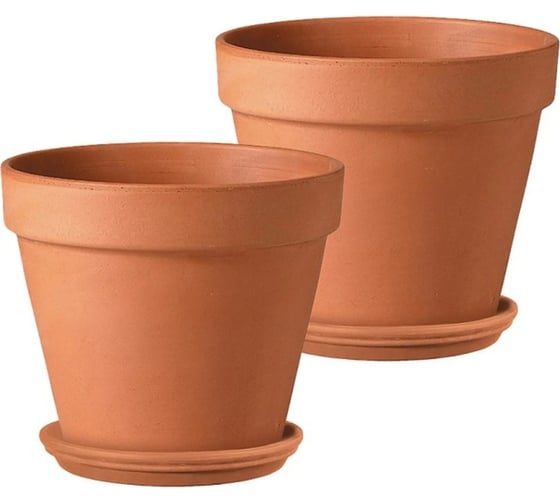Набор горшков для цветов Deroma vaso 13 см, 2 шт., с поддоном 11 см 2/01130PZ/87111 1