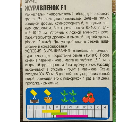 Семена Тимирязевский Питомник огурец Журавленок F1 ранние, 0.3 г Of000095537