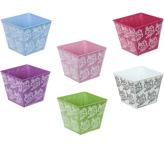 Квадратное кашпо INBLOOM 14x14x12 см, металл 164-314