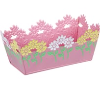 Прямоугольное кашпо INBLOOM Цветочный край 22x10x9 см, металл 164-313