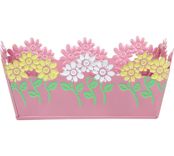 Прямоугольное кашпо INBLOOM Цветочный край 22x10x9 см, металл 164-313