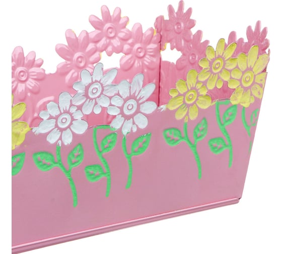 Прямоугольное кашпо INBLOOM Цветочный край 22x10x9 см, металл 164-313