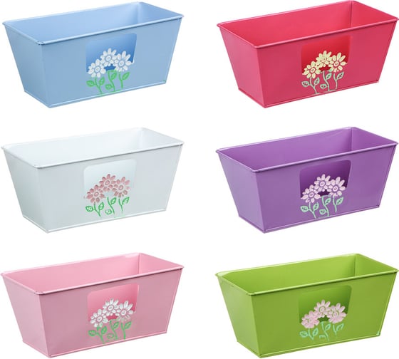 Прямоугольное кашпо INBLOOM Цветное 22x12x10 см, металл 164-312