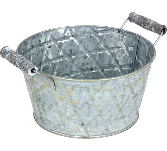 Кашпо с ручками INBLOOM 21x18x9 см, оцинкованное сталь 164-287 1