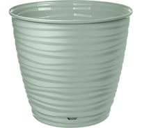 Горшок для цветов IDILAND Saffron диаметр 146 мм, 1.5 л с поддоном светло-зеленый 221610117/03