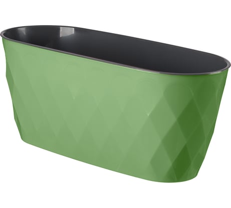 Горшок для цветов IDILAND Laurel 354x152x150 мм, 5 л с дренажной вставкой зеленый 221611118/01