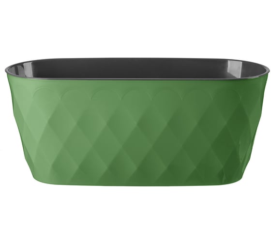 Горшок для цветов IDILAND Laurel 354x152x150 мм, 5 л с дренажной вставкой зеленый 221611118/01
