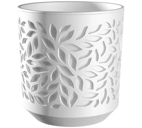 Кашпо bmc КШ-9828 Leaves пластик диаметр 13 см высота 13.5 см 1.25 л белый/белый 067058