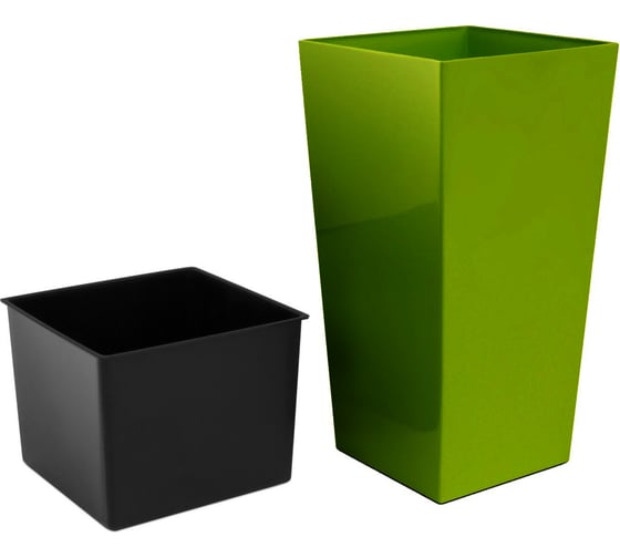 Кашпо для цветов Prosperplast Urbi square 91.5 л, оливковый, 2 предмета DURS400-370U