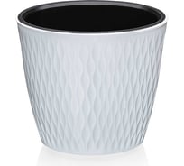 Круглое кашпо c вкладышем Эльфпласт Kerama 8.5 л, белый, d 258мм h 230мм 066938