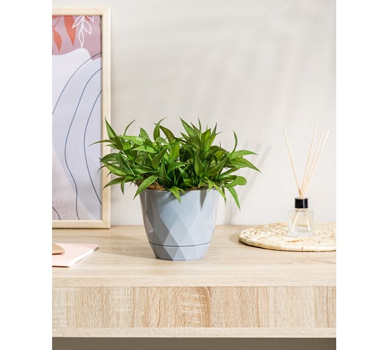 Горшок для цветов Idiland Laurel D 145 мм, 1.3 л, с поддоном, серый 221610835/03