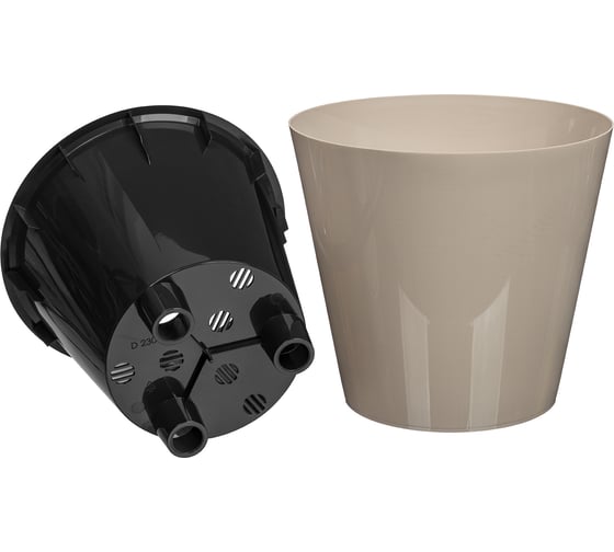 Горшок для цветов Idiland Rosemary D 230 мм, 5 л, с дренажной вставкой, бежевый 221605927/01
