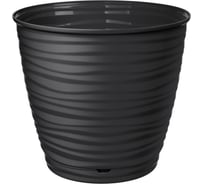 Горшок для цветов Idiland Saffron D 146 мм, 1.5 л, с поддоном, черный 221610130/02