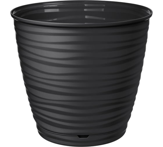 Горшок для цветов Idiland Saffron D 146 мм, 1.5 л, с поддоном, черный 221610130/02 1