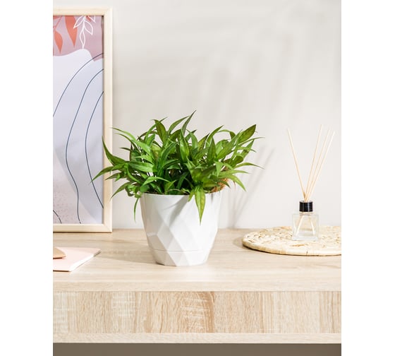 Горшок для цветов Idiland Laurel D 145 мм, 1.3 л, с поддоном, белый 221610829/01