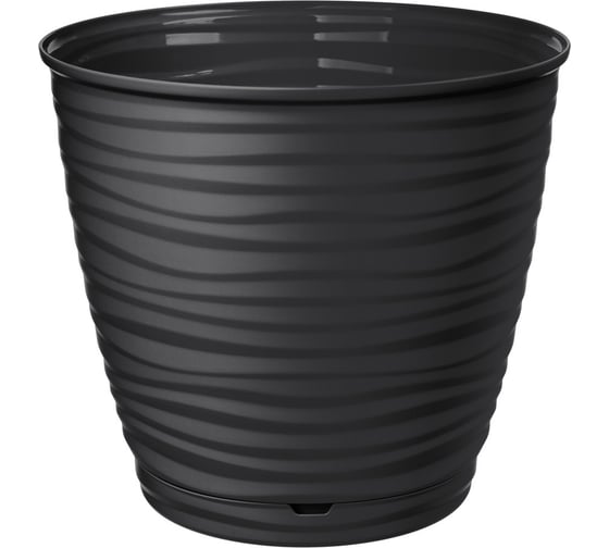Горшок для цветов Idiland Saffron D 177 мм, 2.6 л, с поддоном, черный 221610230/02 1