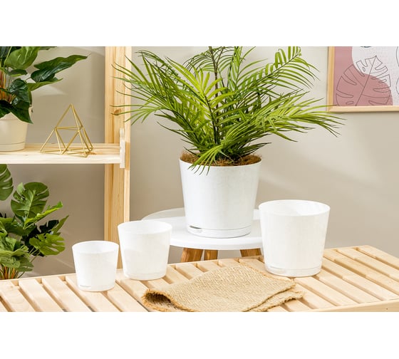 Горшок для цветов Idiland Oregano D 160 мм, 2 л, с прикорневым поливом, мраморный 221602433/01