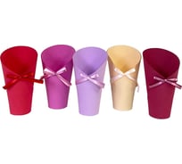 Кашпо Дон Баллон Конус с бантом, из фоамирана, ассорти, 19,5x11x6 см, 1 шт. 195/1Кнс