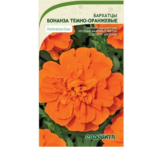 Семена Садовита Бархатцы Бонанза темно-оранжевые, 10 шт. PanAmerican 00216585