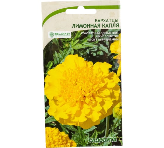 Семена Садовита Бархатцы Лимонная Капля 0.3 г 00222510 1