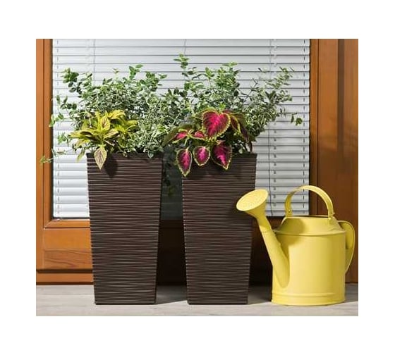 Кашпо LAMELA Sp.z o. 593 FINEZJA 35x35x68 dluto мокка с вкладышем 060367