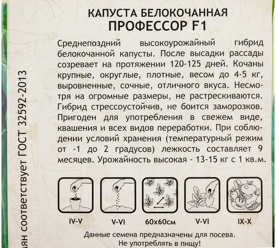 Семена Садовита Капуста белокочанная Профессор F1 10 шт. Syngenta 00216401